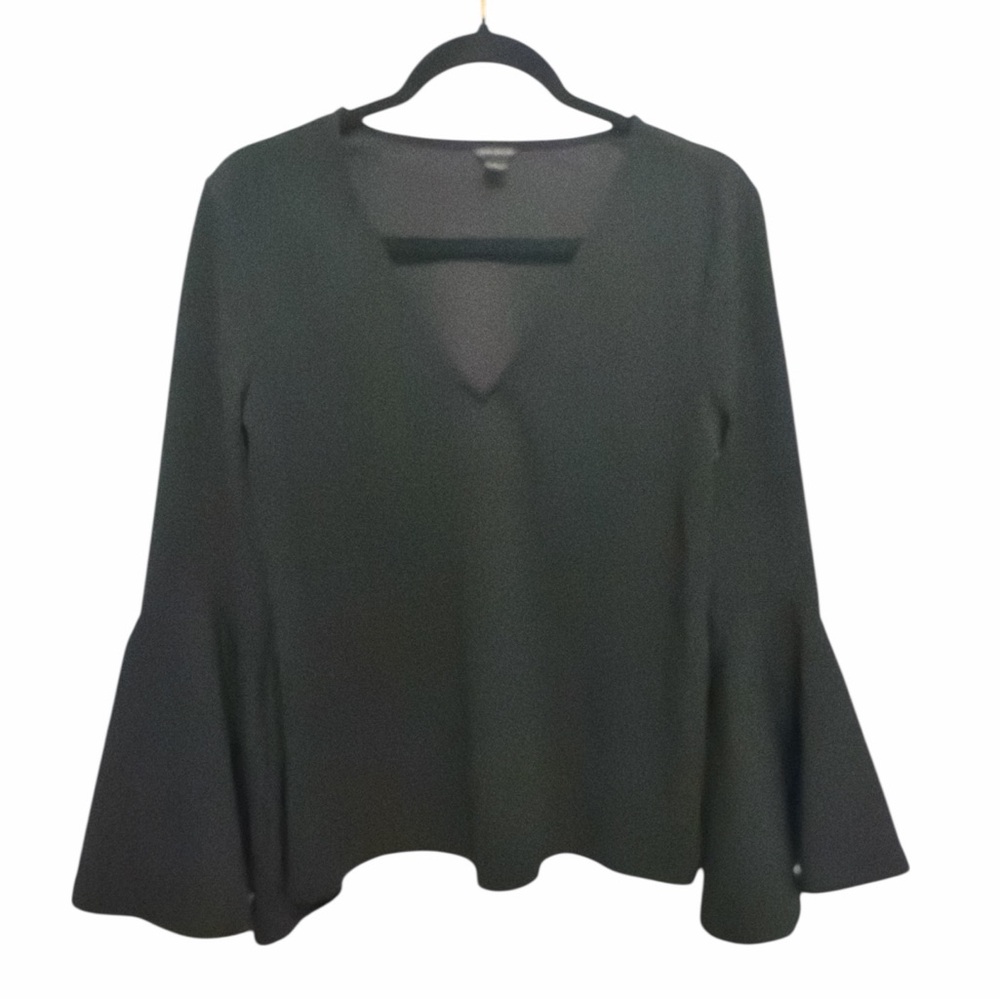 Ann Taylor Black V-neck Blouse‎ Bell Sleeve size small